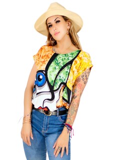 Foto 1 | Blusa De Mujer De Manga Corta Bl-1021 Diseño Unico Estampado
