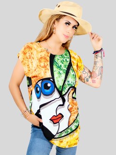 Foto 3 | Blusa De Mujer De Manga Corta Bl-1021 Diseño Unico Estampado