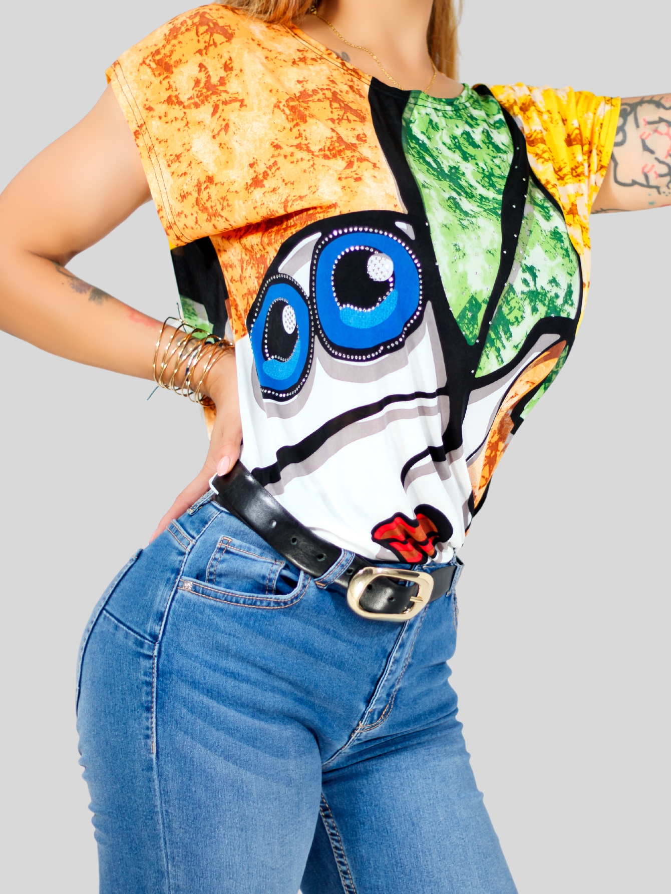 Foto 5 | Blusa De Mujer De Manga Corta Bl-1021 Diseño Unico Estampado