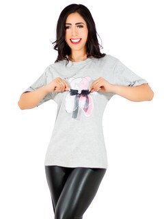 Foto 1 | Playera Oversize De Mujer Pul-1003 Color Gris Con Detalle Y Textura