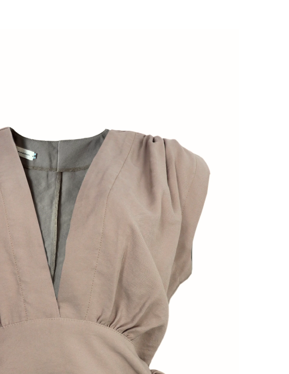 Foto 3 pulgar | Blusa Cuello En V Con Amarre Behla J&b Talla S Color Arena