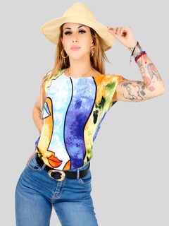 Foto 2 | Blusa De Mujer De Manga Corta Bl-1021 Diseño Unico Estampado
