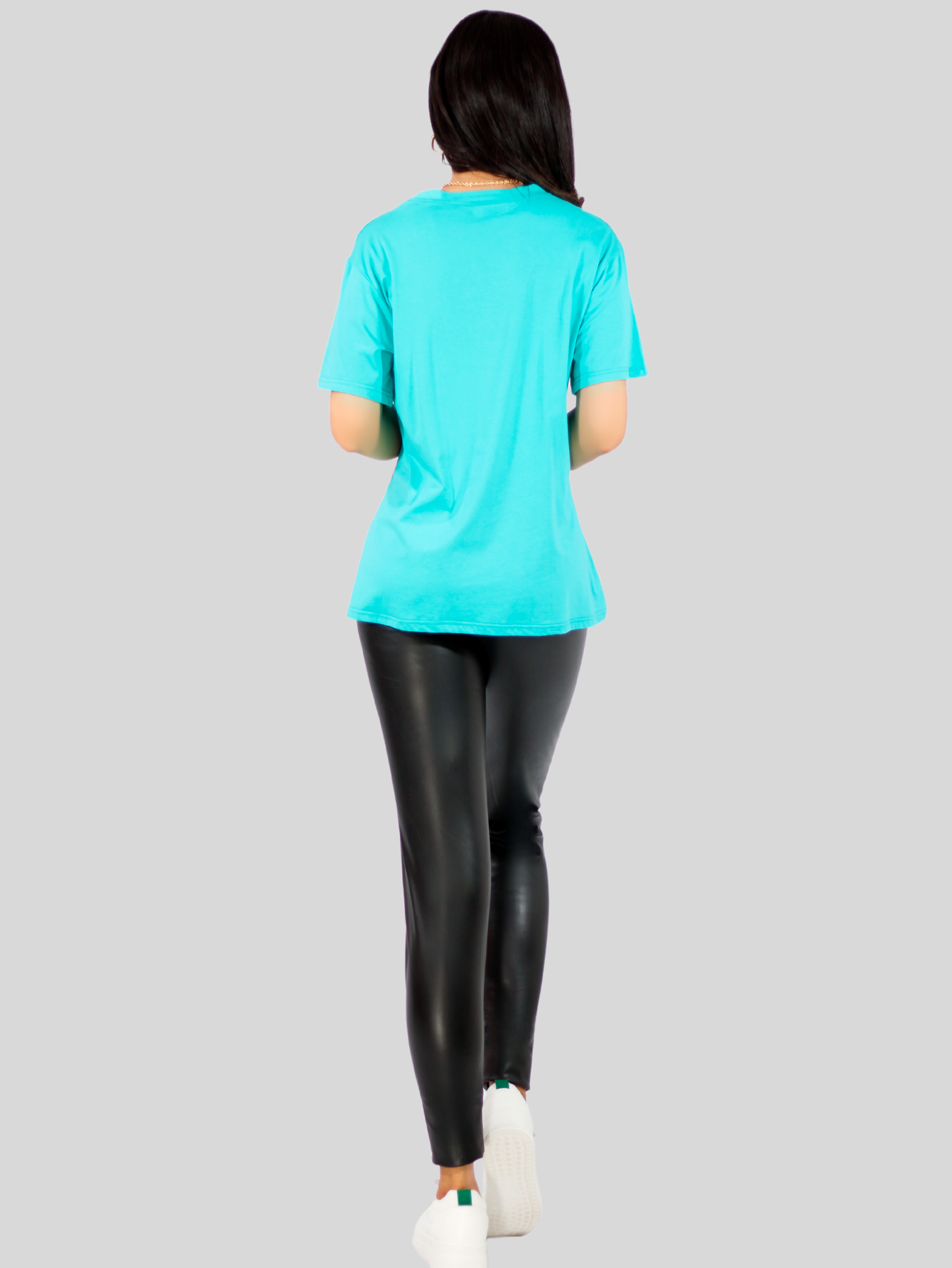Foto 7 pulgar | Playera Oversize De Mujer Pul-1003 Color Azul Aqua Con Detalle Y Textura