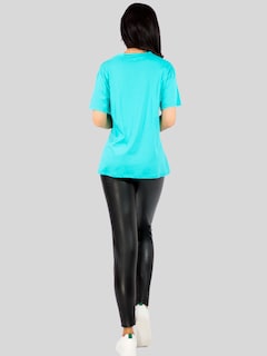 Foto 6 | Playera Oversize De Mujer Pul-1003 Color Azul Aqua Con Detalle Y Textura