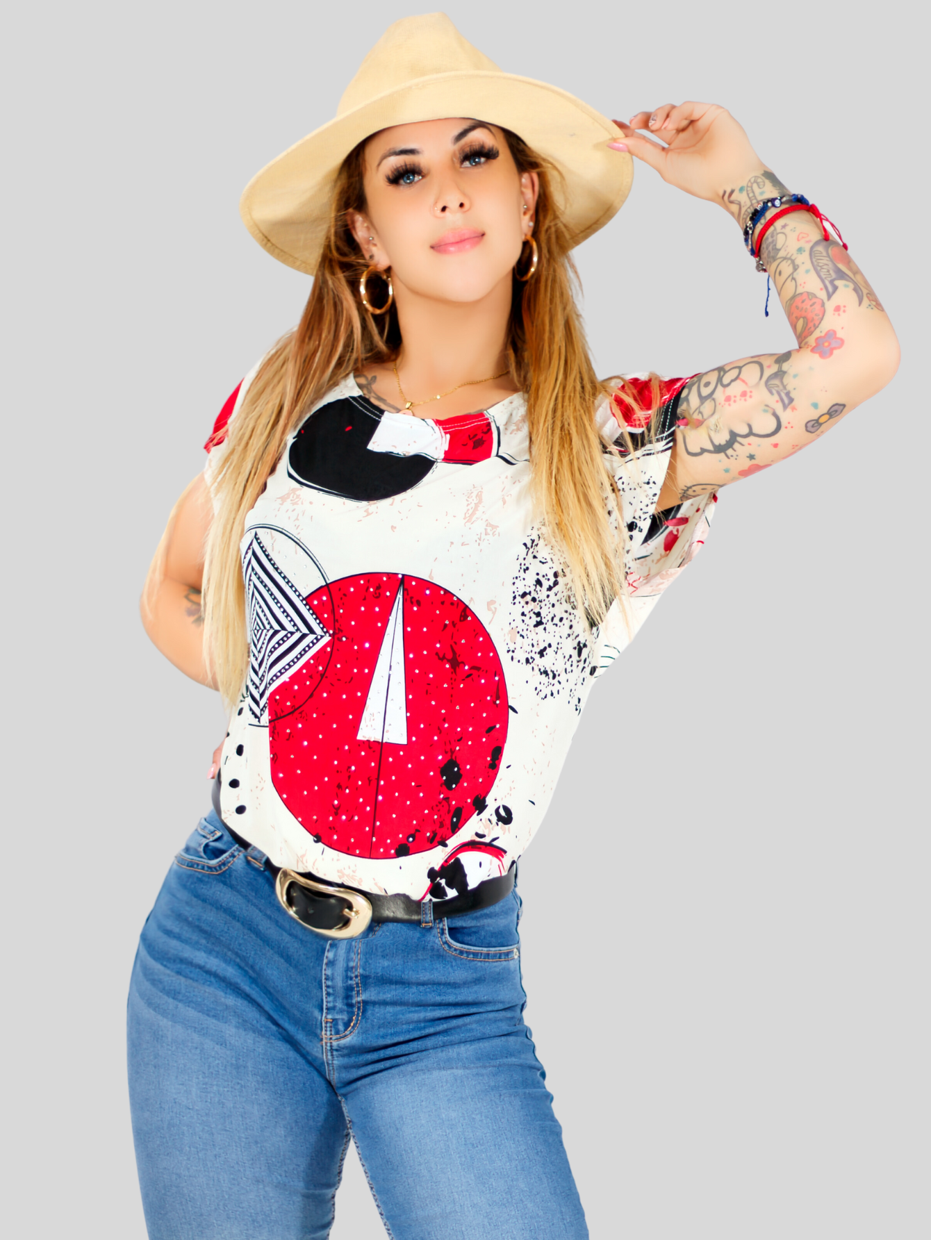 Foto 3 pulgar | Blusa De Mujer De Manga Corta Bl-1021 Diseño Unico Estampado