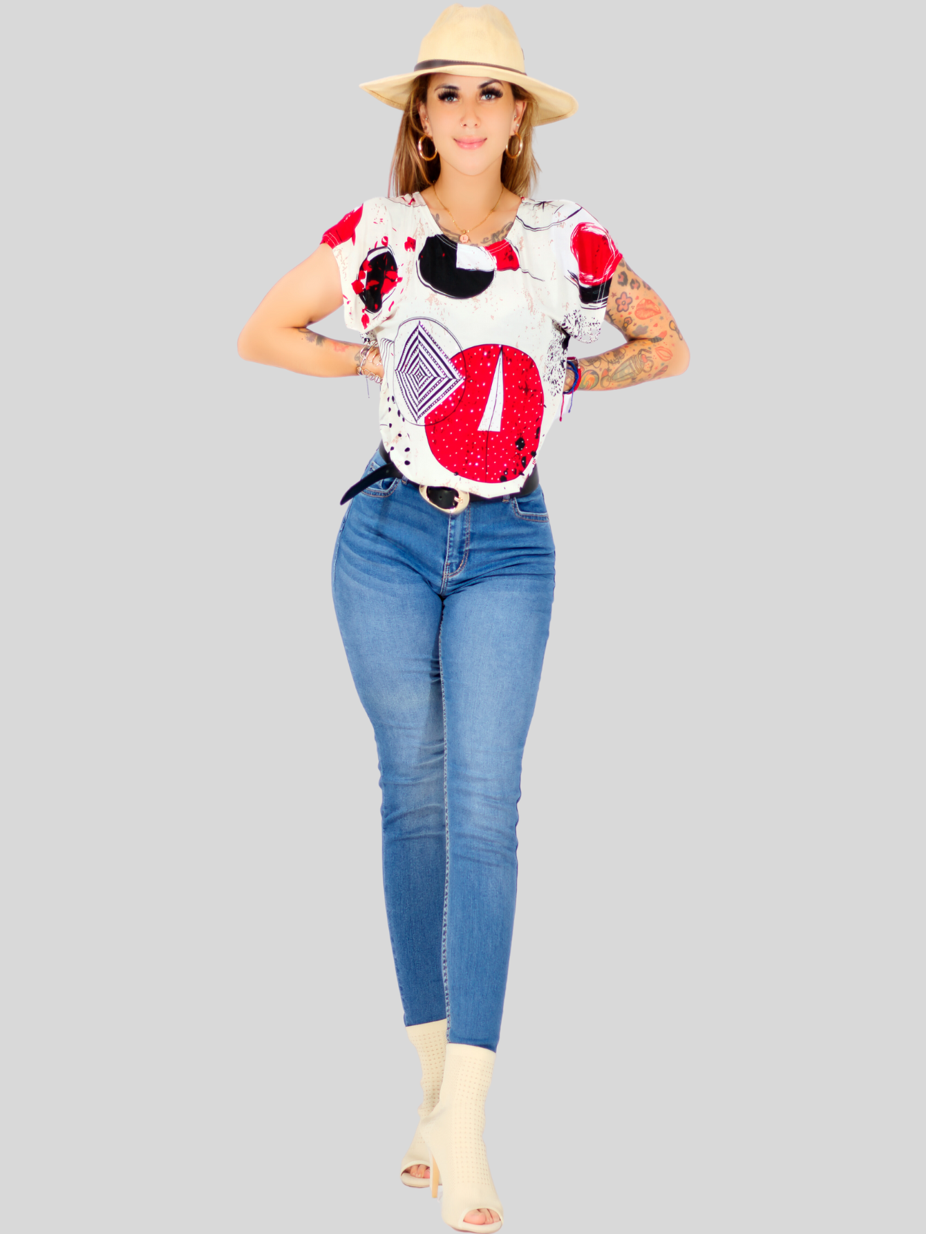 Foto 5 pulgar | Blusa De Mujer De Manga Corta Bl-1021 Diseño Unico Estampado