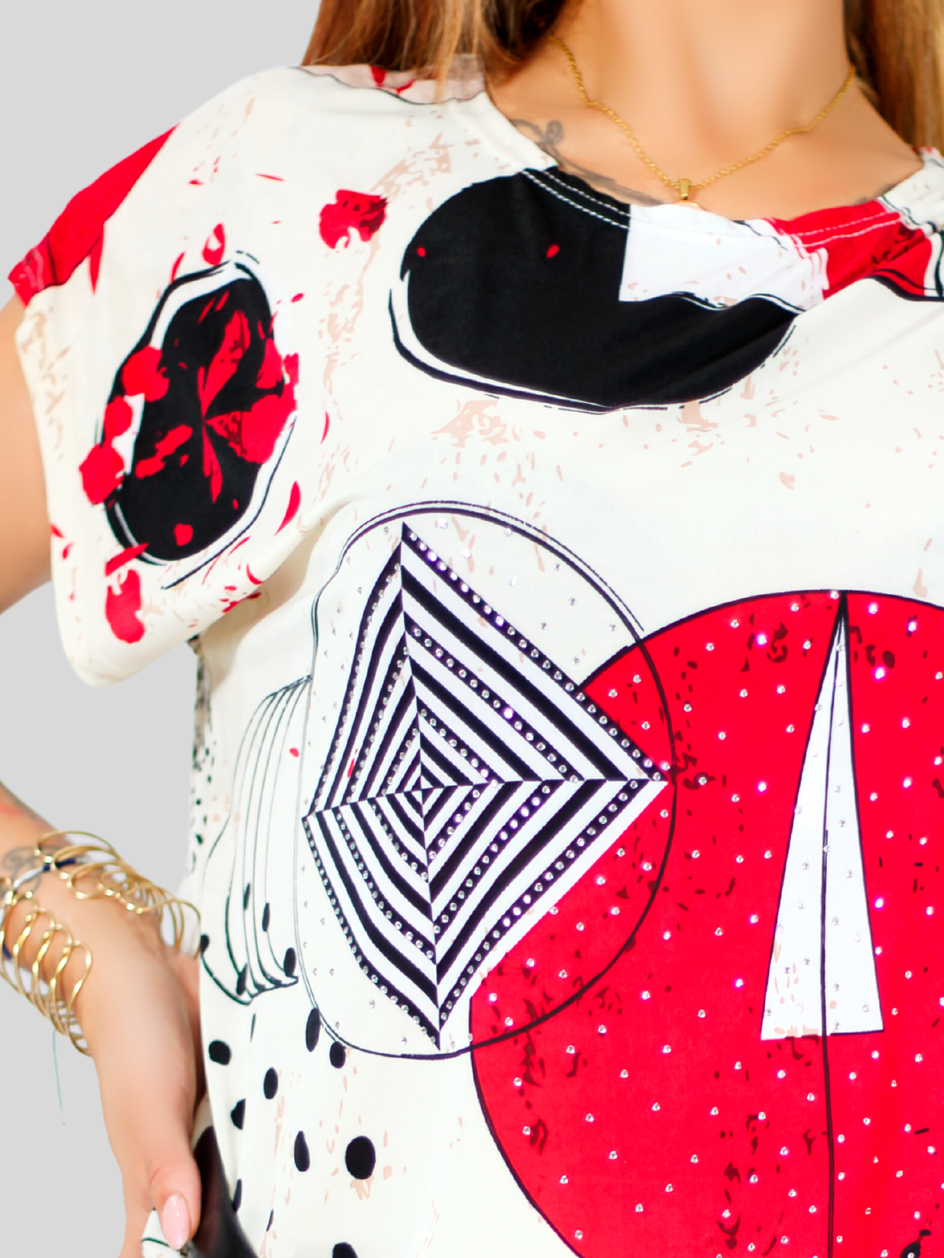 Foto 6 | Blusa De Mujer De Manga Corta Bl-1021 Diseño Unico Estampado