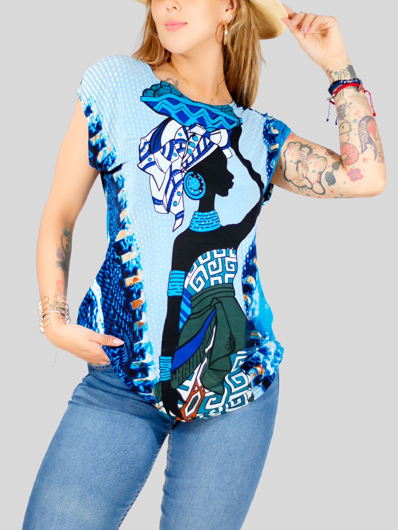 Foto 4 pulgar | Blusa De Mujer De Manga Corta Bl-1021 Diseño Unico Estampado
