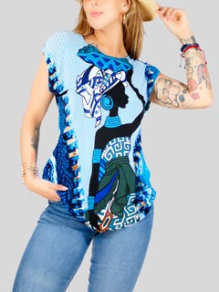 Foto 3 | Blusa De Mujer De Manga Corta Bl-1021 Diseño Unico Estampado