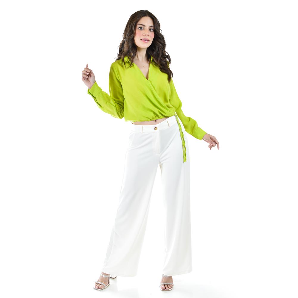 Foto 7 pulgar | Blusa Escote Cruzado Roman Fashion Juvenil Verde Lima