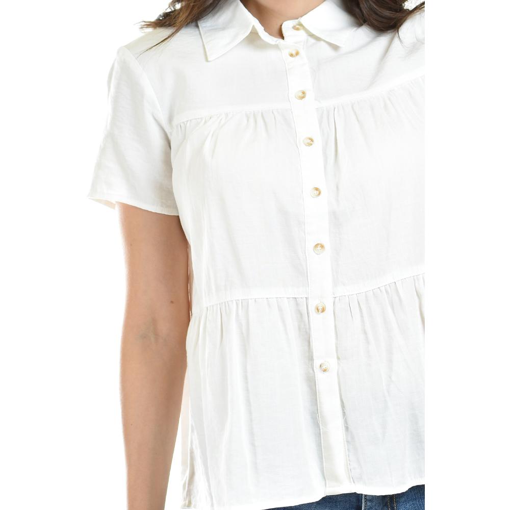 Foto 5 pulgar | Blusa Cuello Camisero Roman Fashion Blanca para Mujer