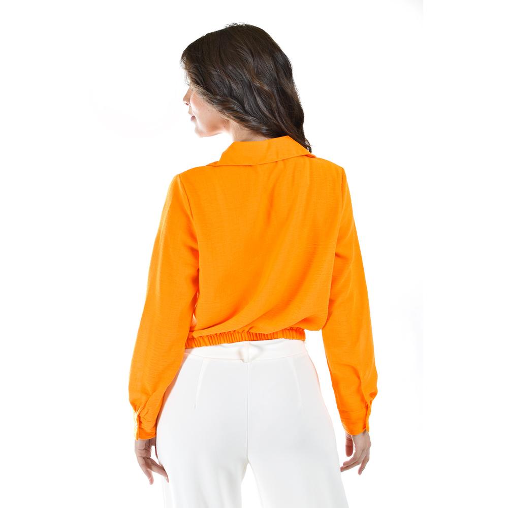 Foto 4 pulgar | Blusa Escote Cruzado Roman Fashion 56959 Anaranjada para Mujer