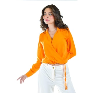 Foto 5 | Blusa Escote Cruzado Roman Fashion 56959 Anaranjada para Mujer