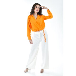 Foto 6 | Blusa Escote Cruzado Roman Fashion 56959 Anaranjada para Mujer