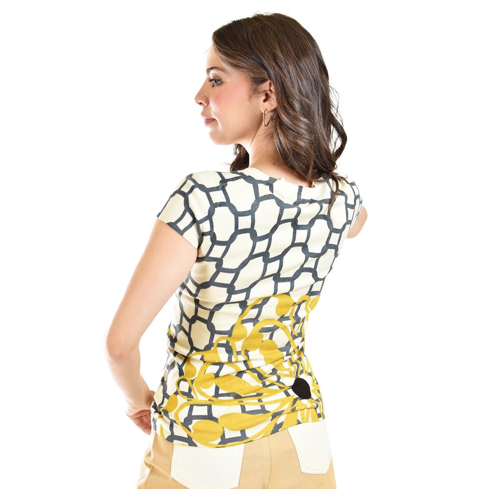 Foto 4 pulgar | Blusa Estampado Geometrico Roman Fashion 30466 Amarilla para Mujer