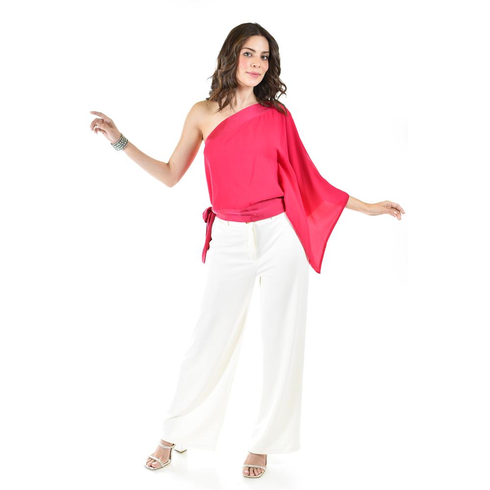 Blusa Asimétrica de un Hombro Roman Fashion Juvenil Fucsia