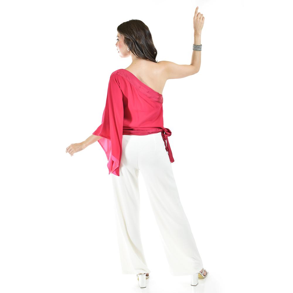 Foto 4 pulgar | Blusa Asimétrica de un Hombro Roman Fashion Juvenil Fucsia