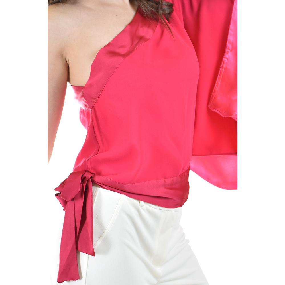 Foto 5 pulgar | Blusa Asimétrica de un Hombro Roman Fashion Juvenil Fucsia