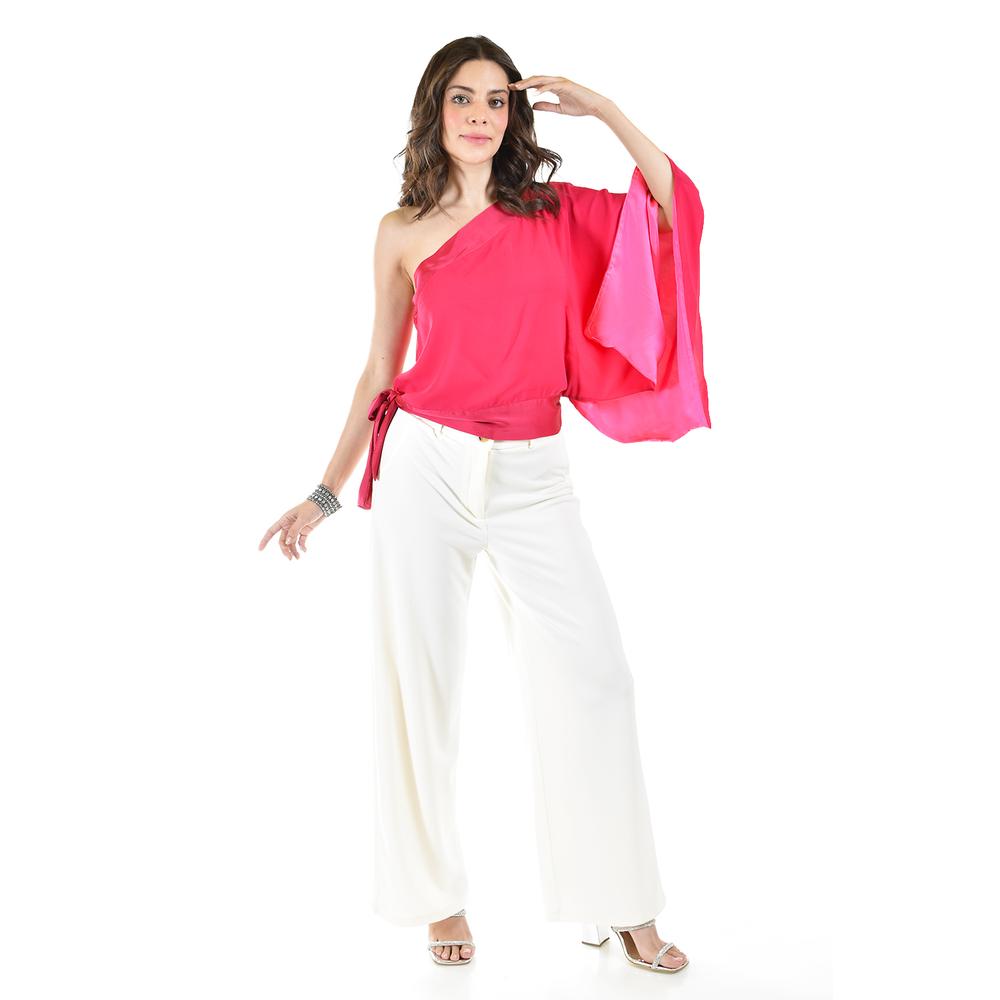 Foto 7 pulgar | Blusa Asimétrica de un Hombro Roman Fashion Juvenil Fucsia