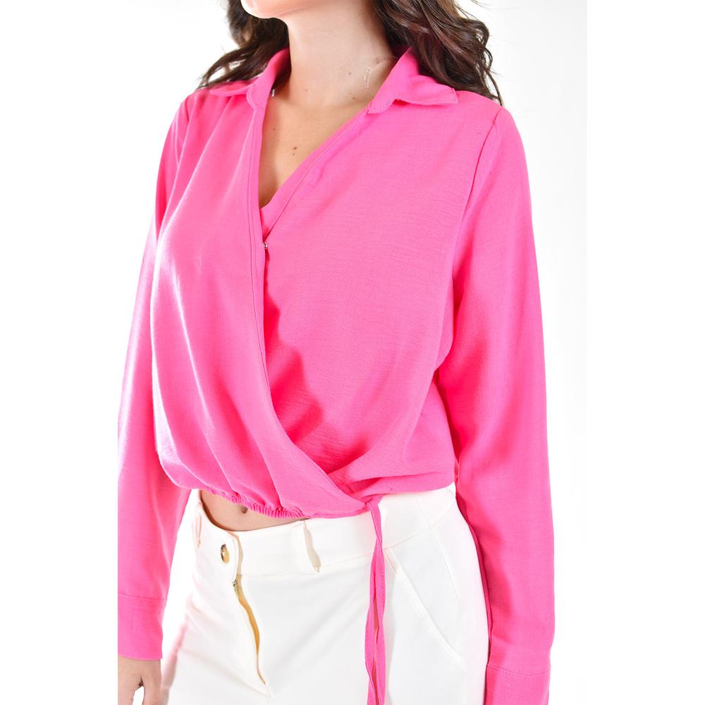 Foto 5 pulgar | Blusa Escote Cruzado Roman Fashion Juvenil 56959 Fucsia