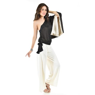 Foto 2 | Blusa Asimétrica Roman Fashion de un Hombro Color Negro