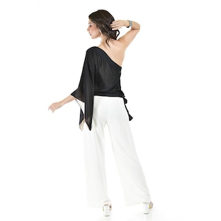 Foto 3 | Blusa Asimétrica Roman Fashion de un Hombro Color Negro