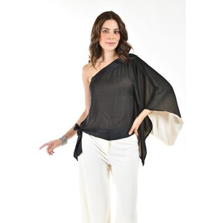Foto 5 | Blusa Asimétrica Roman Fashion de un Hombro Color Negro
