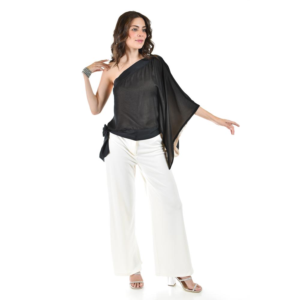 Foto 6 | Blusa Asimétrica Roman Fashion de un Hombro Color Negro