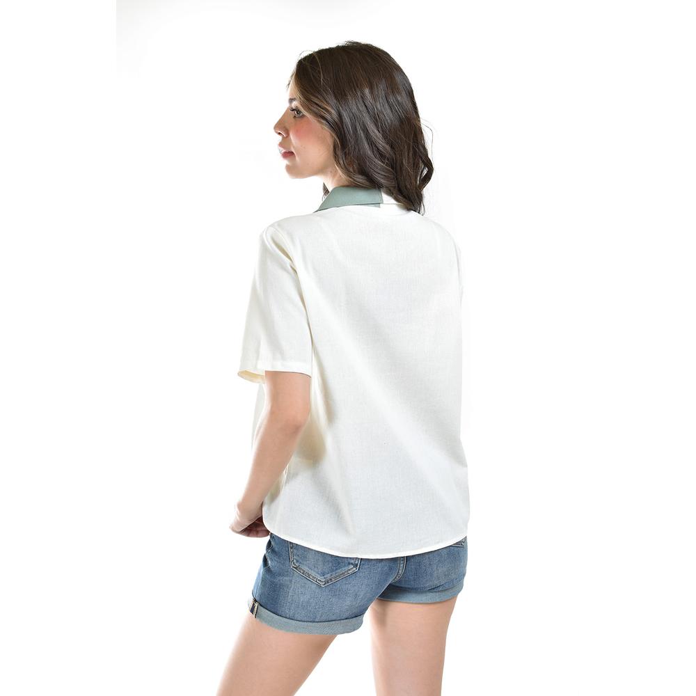 Foto 4 pulgar | Camisa Bicolor de Lino Corta Roman Fashion Juvenil