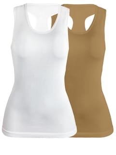 Foto 1 | Set De Dos Blusas Mujer Camiseta Dama Bl-1007-px2 Color Blanco Y Camel Casual Blusa Negra Crop Top