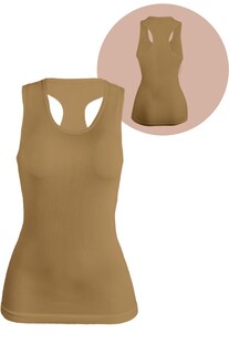 Foto 2 | Set De Dos Blusas Mujer Camiseta Dama Bl-1007-px2 Color Blanco Y Camel Casual Blusa Negra Crop Top