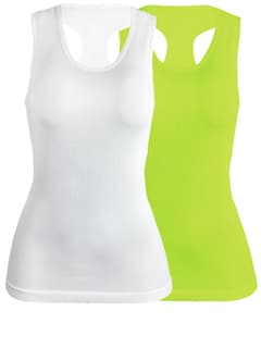 Foto 1 | Set De Dos Blusas Mujer Camiseta Dama Bl-1007-px2 Color Blanco Y Verde Fluoresente Casual Blusa Negra Crop Top