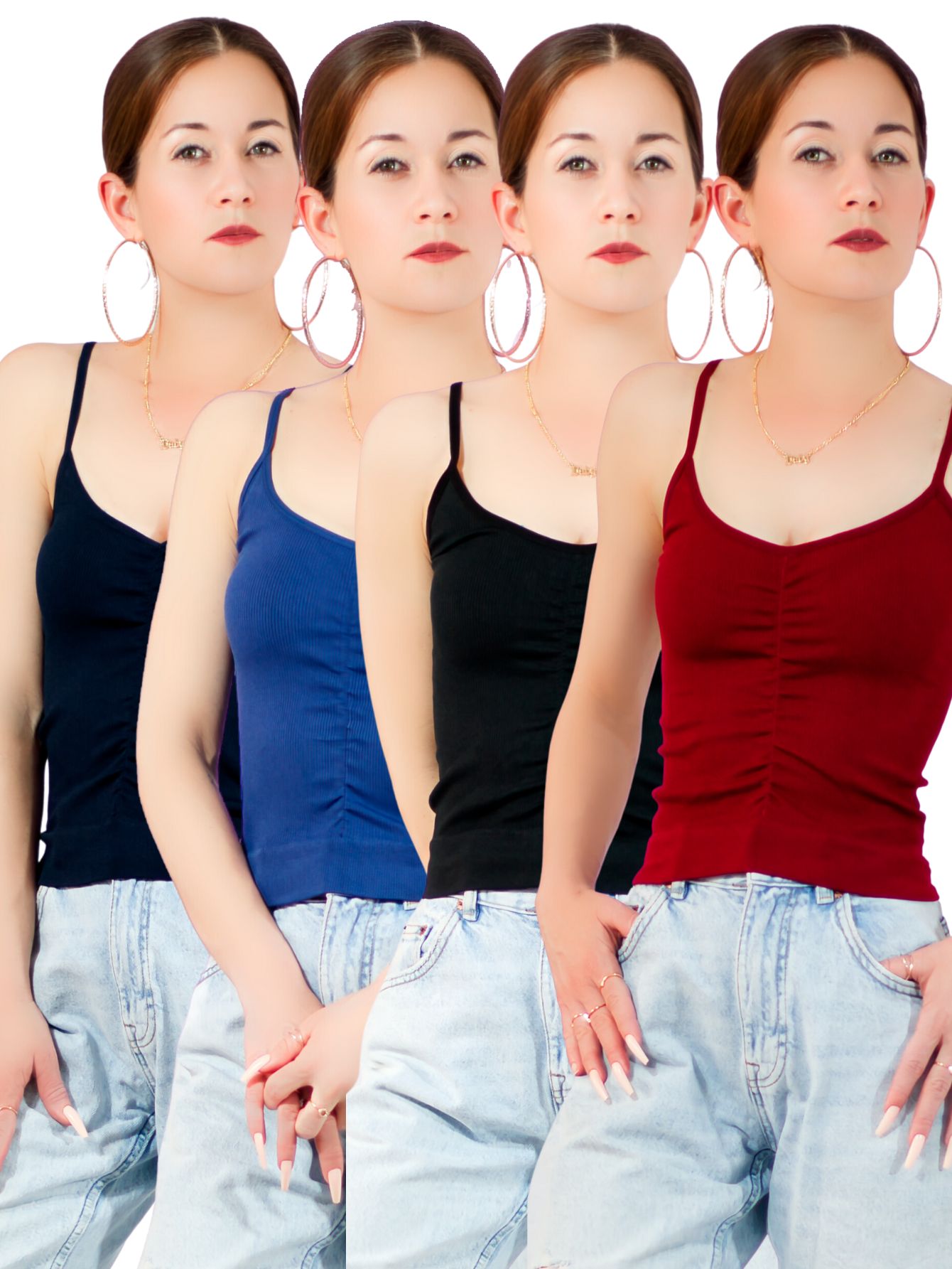Set 4 Tops Mujer Deportivo O Casual Bl-1002-px4 Colores Variados Blusa Croptop Tirantes