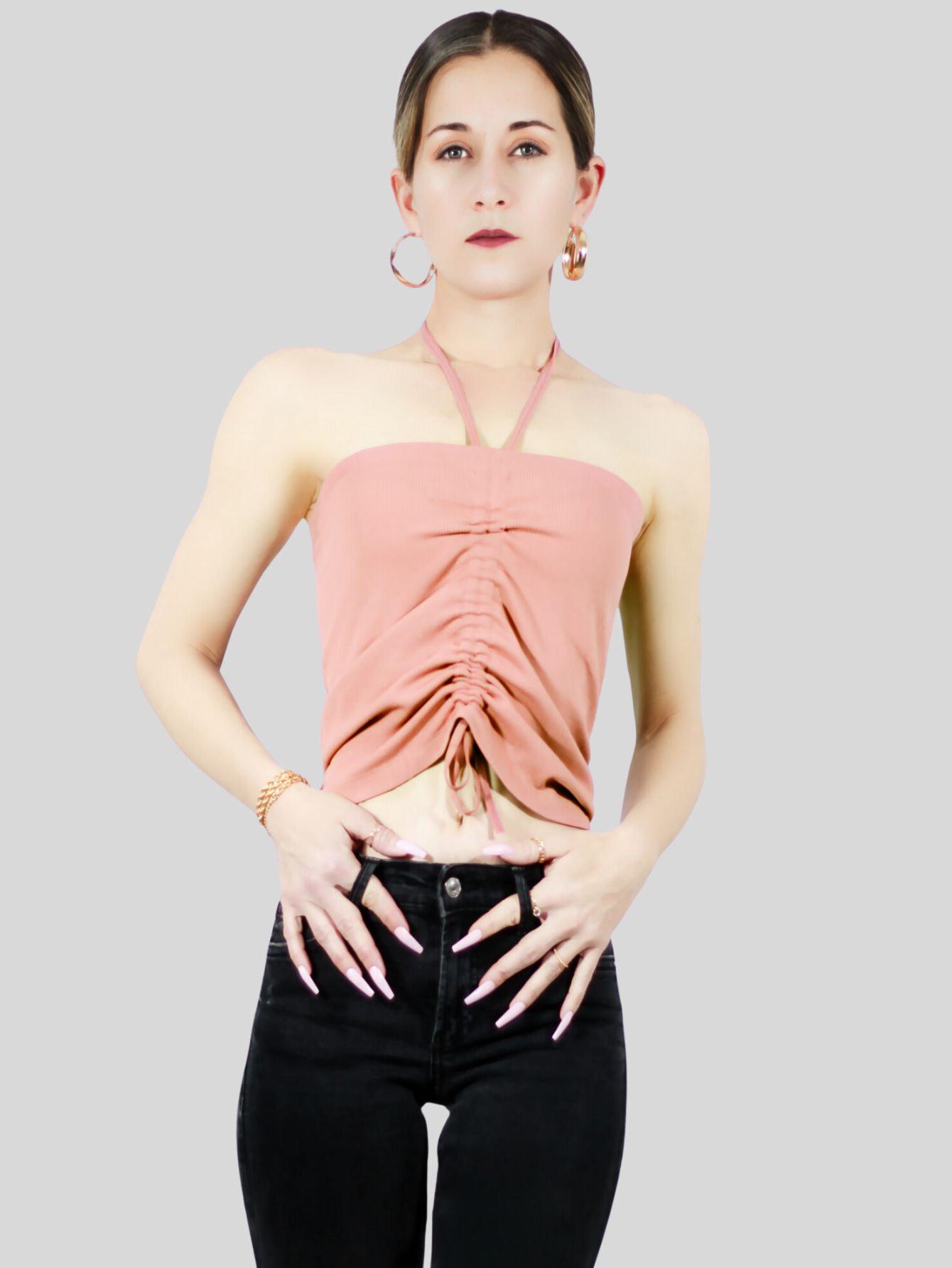 Foto 2 | Set De 2 Blusas De Tirante Para Mujer Top-1016-px2 Colores Negro Y Colores Crop Top Stretch Canalé