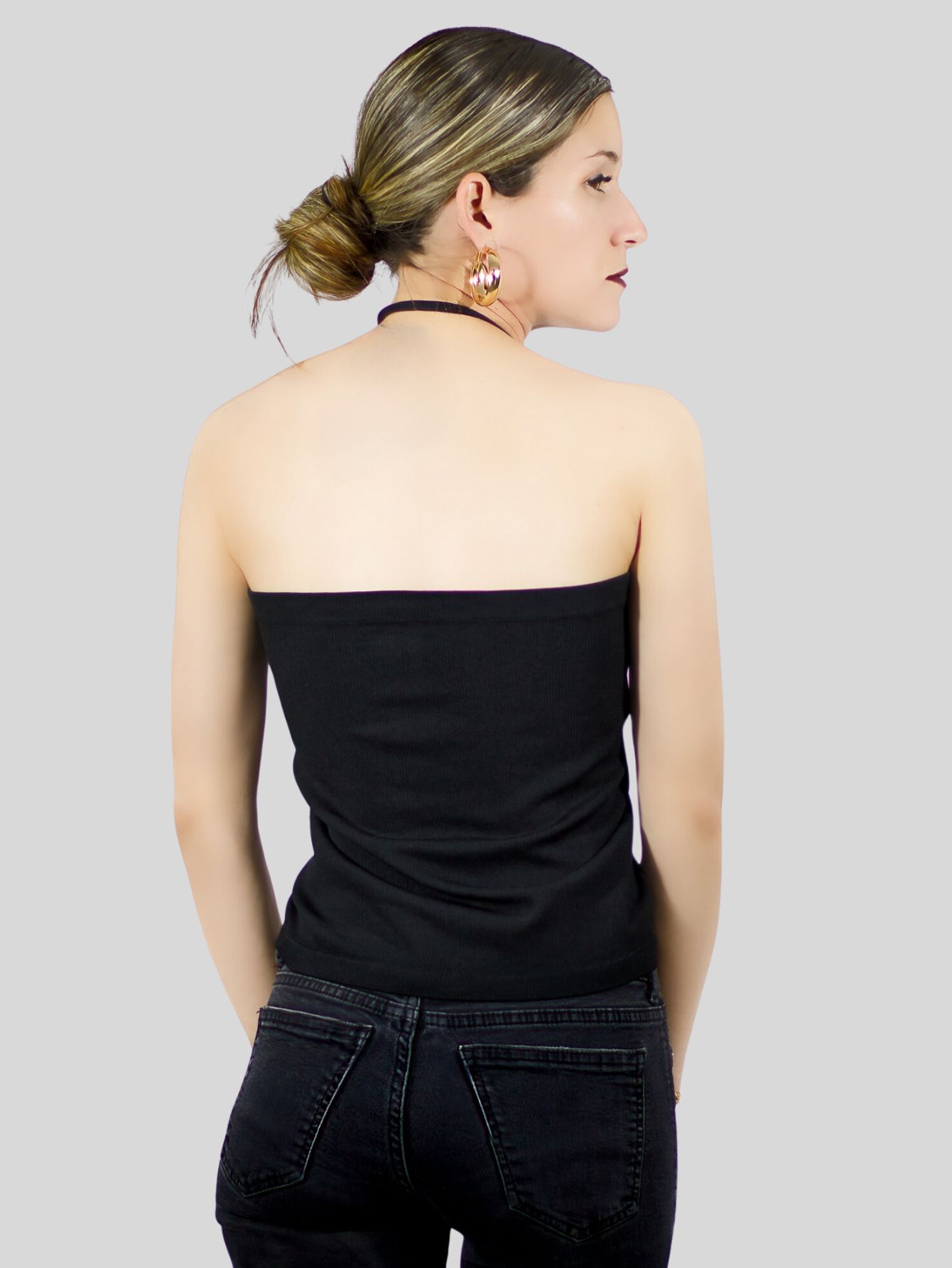 Foto 5 pulgar | Set De 2 Blusas De Tirante Para Mujer Top-1016-px2 Colores Negro Y Colores Crop Top Stretch Canalé