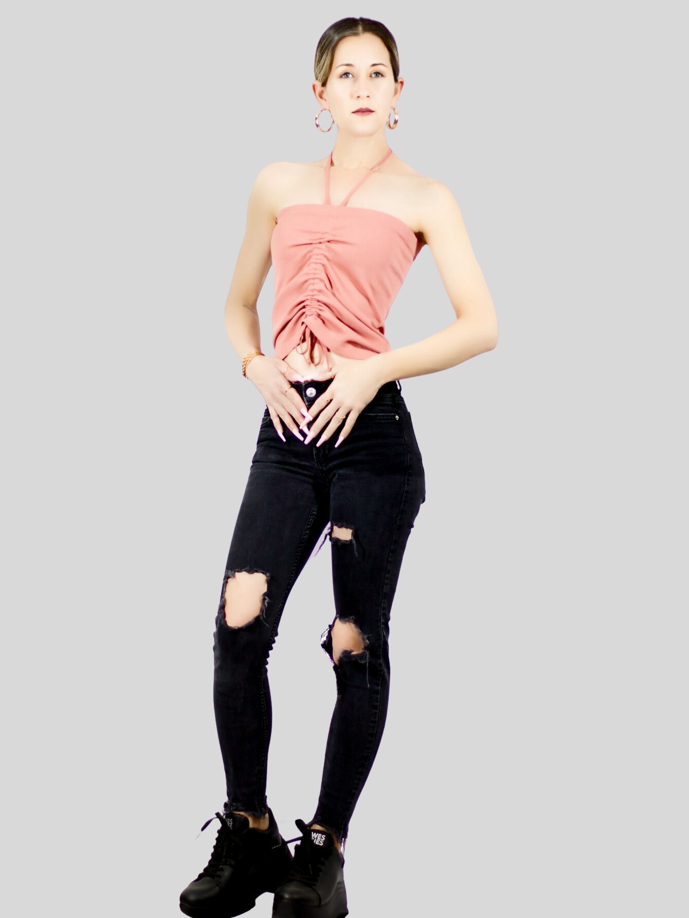 Foto 6 | Set De 2 Blusas De Tirante Para Mujer Top-1016-px2 Colores Negro Y Colores Crop Top Stretch Canalé