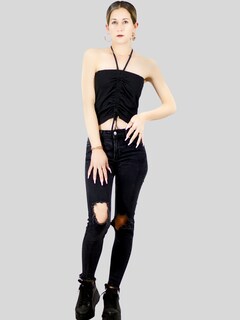 Foto 7 | Set De 2 Blusas De Tirante Para Mujer Top-1016-px2 Colores Negro Y Colores Crop Top Stretch Canalé