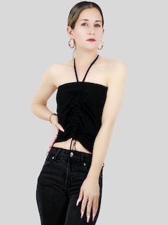 Foto 2 | Set De 2 Blusas De Tirante Para Mujer Top-1016-px2 Colores Negro Y Shedron Crop Top Stretch Canalé