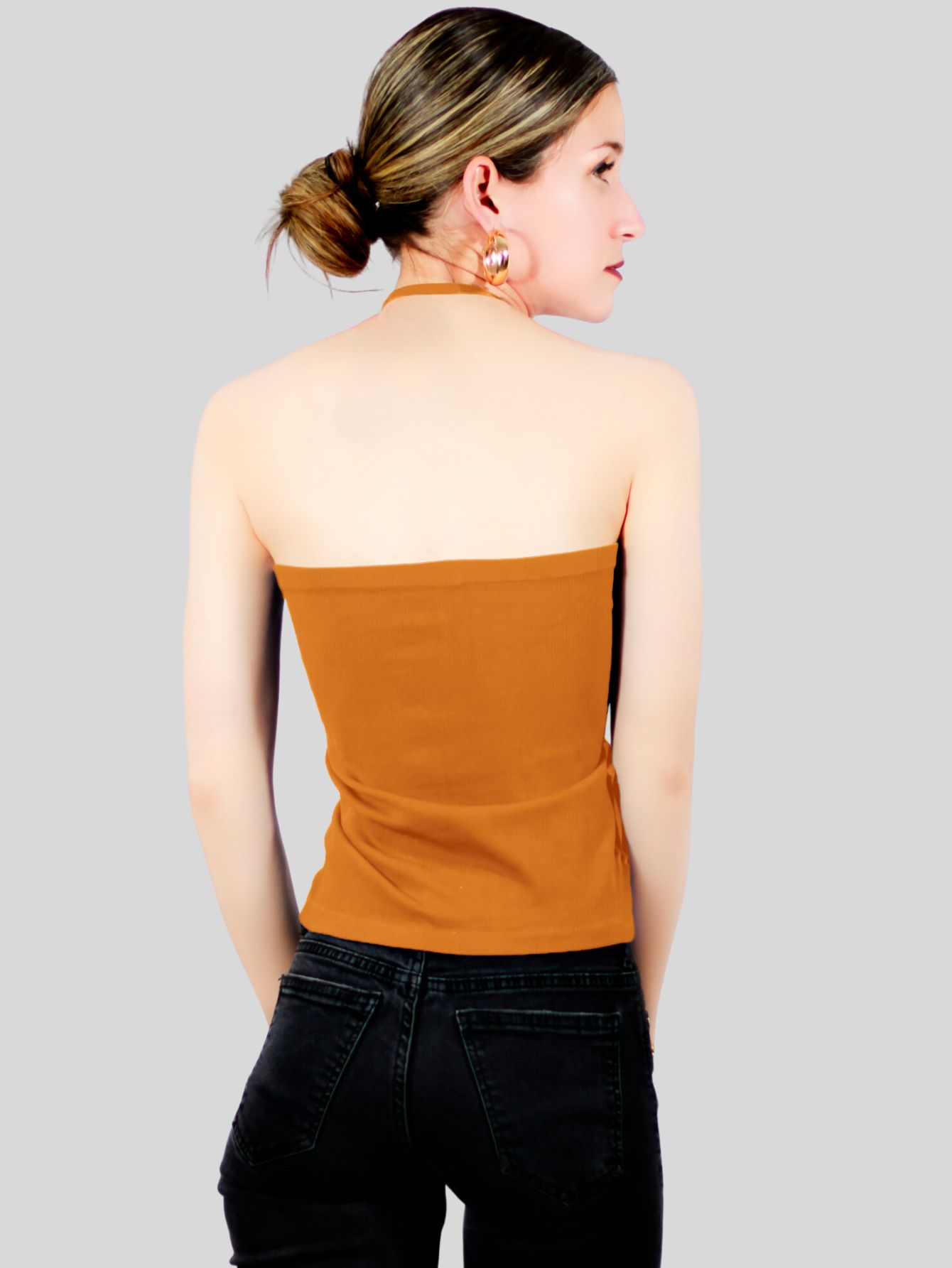 Foto 4 | Set De 2 Blusas De Tirante Para Mujer Top-1016-px2 Colores Mostaza Y Marino Crop Top Stretch Canalé