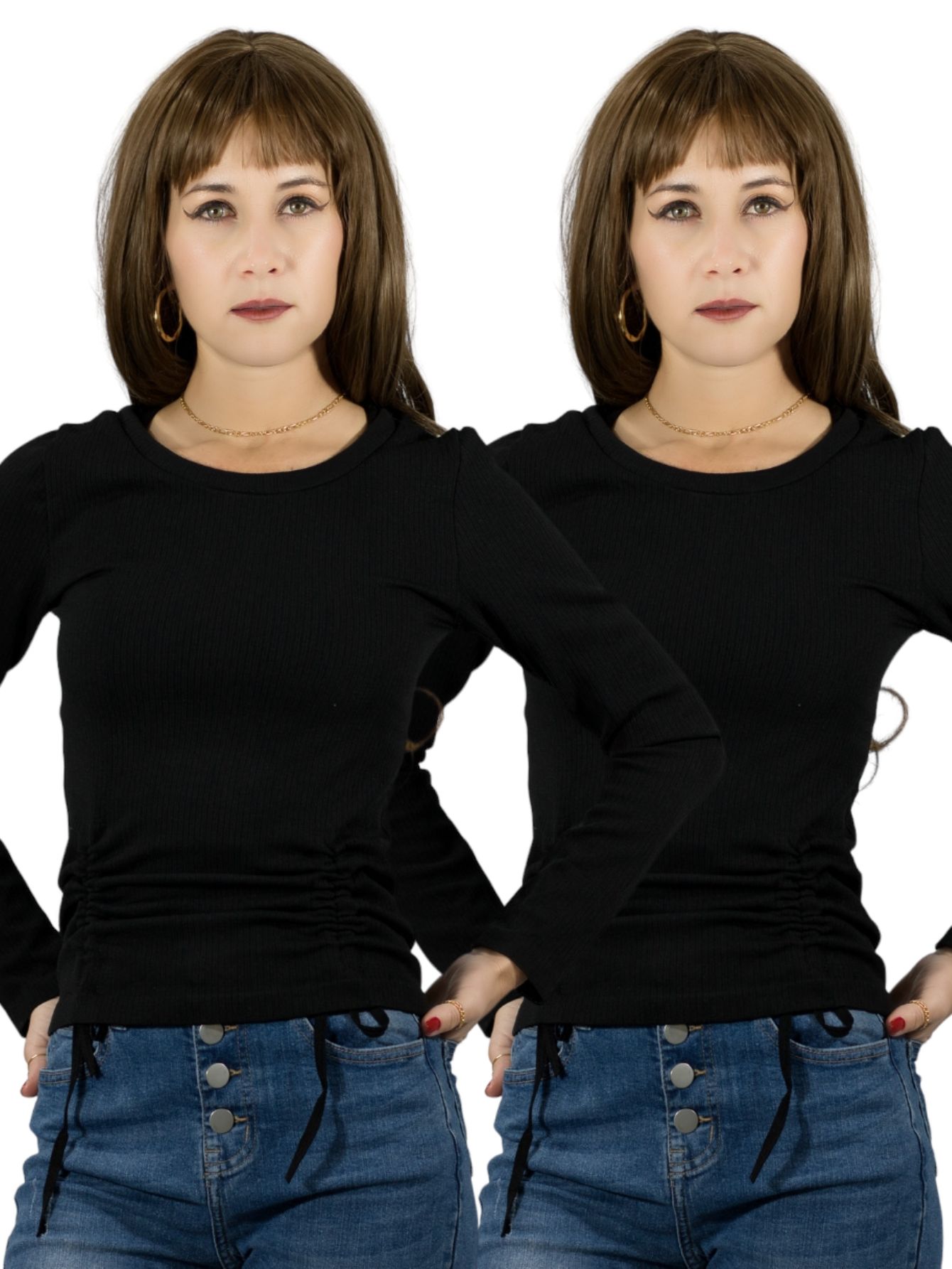 Set De Dos Sueters Mujer Sueteres Casual Bl-1009-px2 Color Negro Y Negro Sweater Dama Blusa Manga Larga
