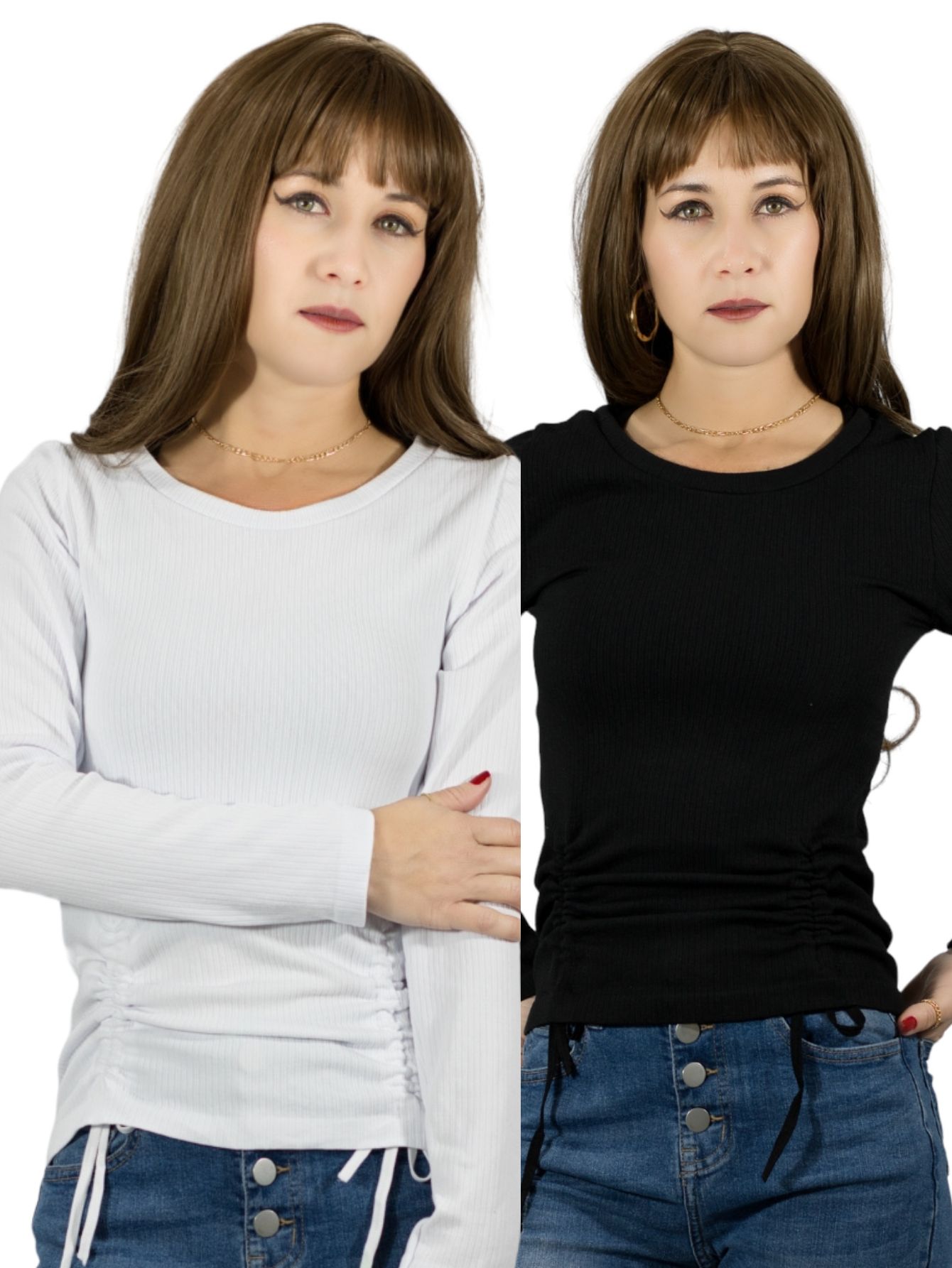 Set De Dos Sueters Mujer Sueteres Casual Bl-1009-px2 Color Negro Y Blanco Sweater Dama Blusa Manga Larga