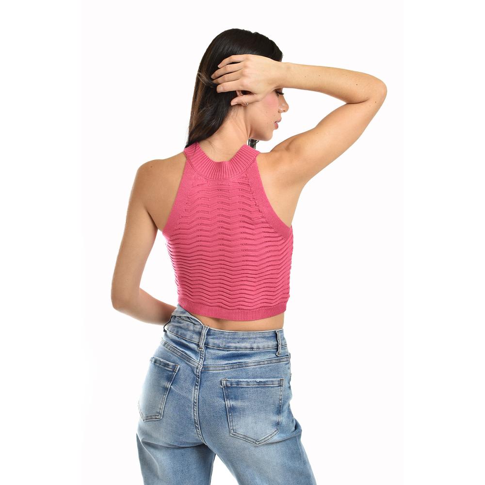 Foto 4 pulgar | Crop Top De Textura Ondulada /juvenil, 0169 (rosa) Rosa