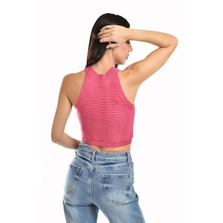 Foto 3 | Crop Top De Textura Ondulada /juvenil, 0169 (rosa) Rosa
