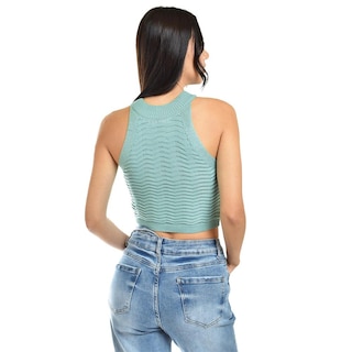 Foto 3 | Crop Top De Textura Ondulada /juvenil, 0169 (menta) Verde Claro
