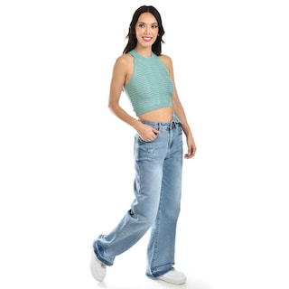 Foto 5 | Crop Top De Textura Ondulada /juvenil, 0169 (menta) Verde Claro