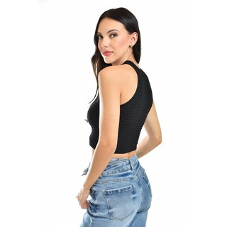 Foto 3 | Crop Top De Textura Ondulada /juvenil, 0169 (negro) Negro