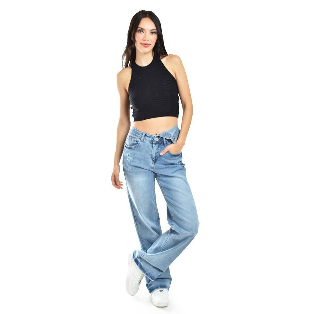 Foto 6 pulgar | Crop Top De Textura Ondulada /juvenil, 0169 (negro) Negro