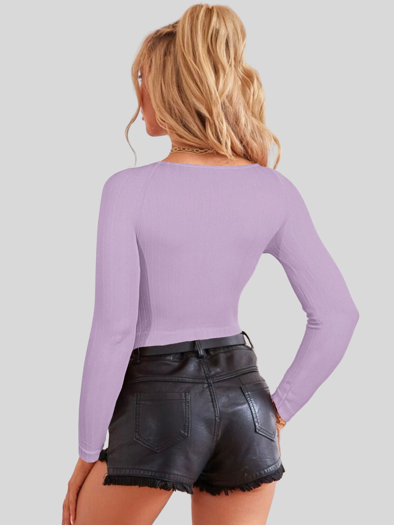 Foto 7 | Set De Dos Blusas  Crop Top De Manga Larga Para Mujer Crop-05 Colores Variados Moda Canalé