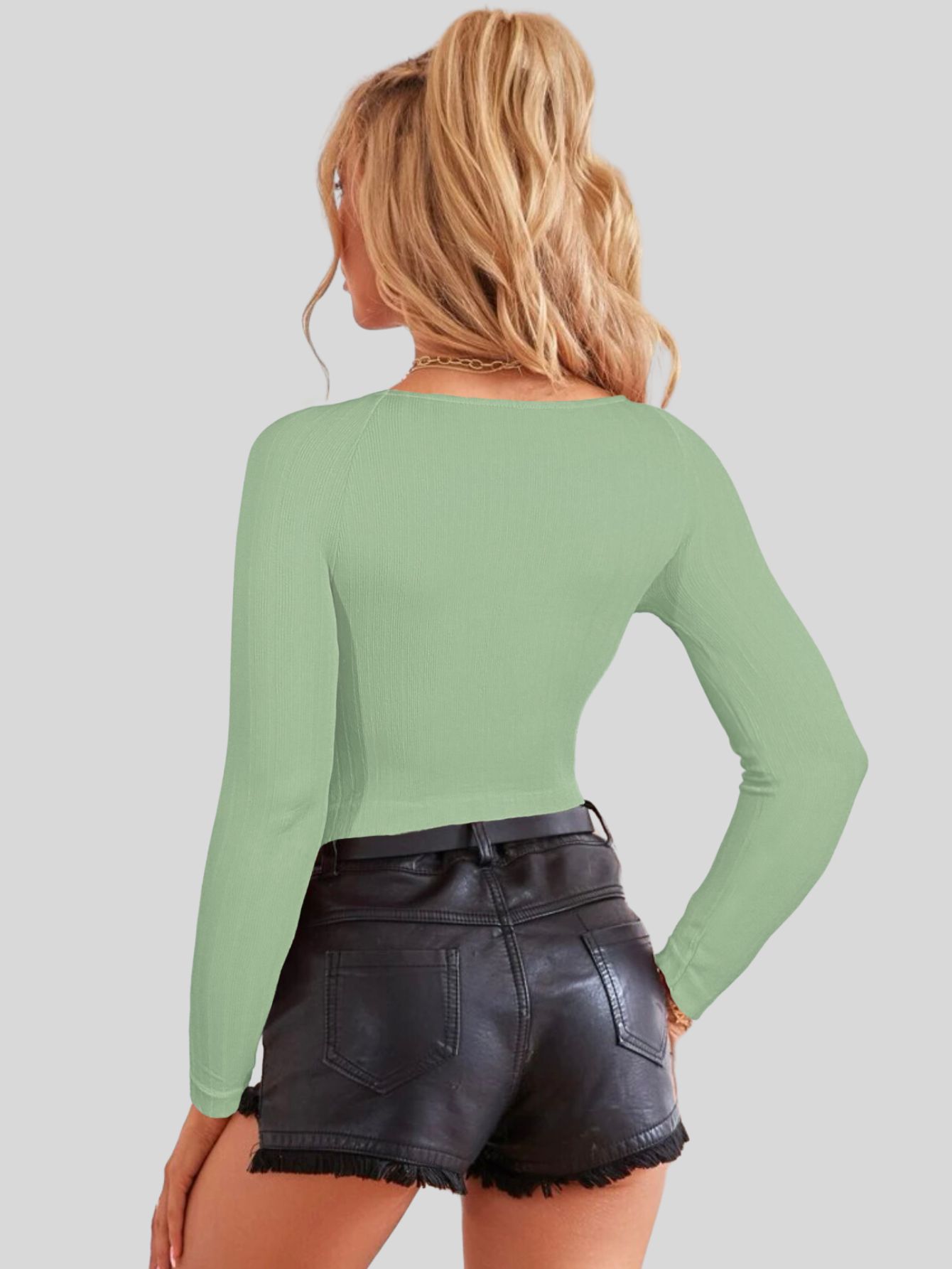 Foto 4 | Set De Dos Blusas  Crop Top De Manga Larga Para Mujer Crop-05 Colores Variados Moda Canalé