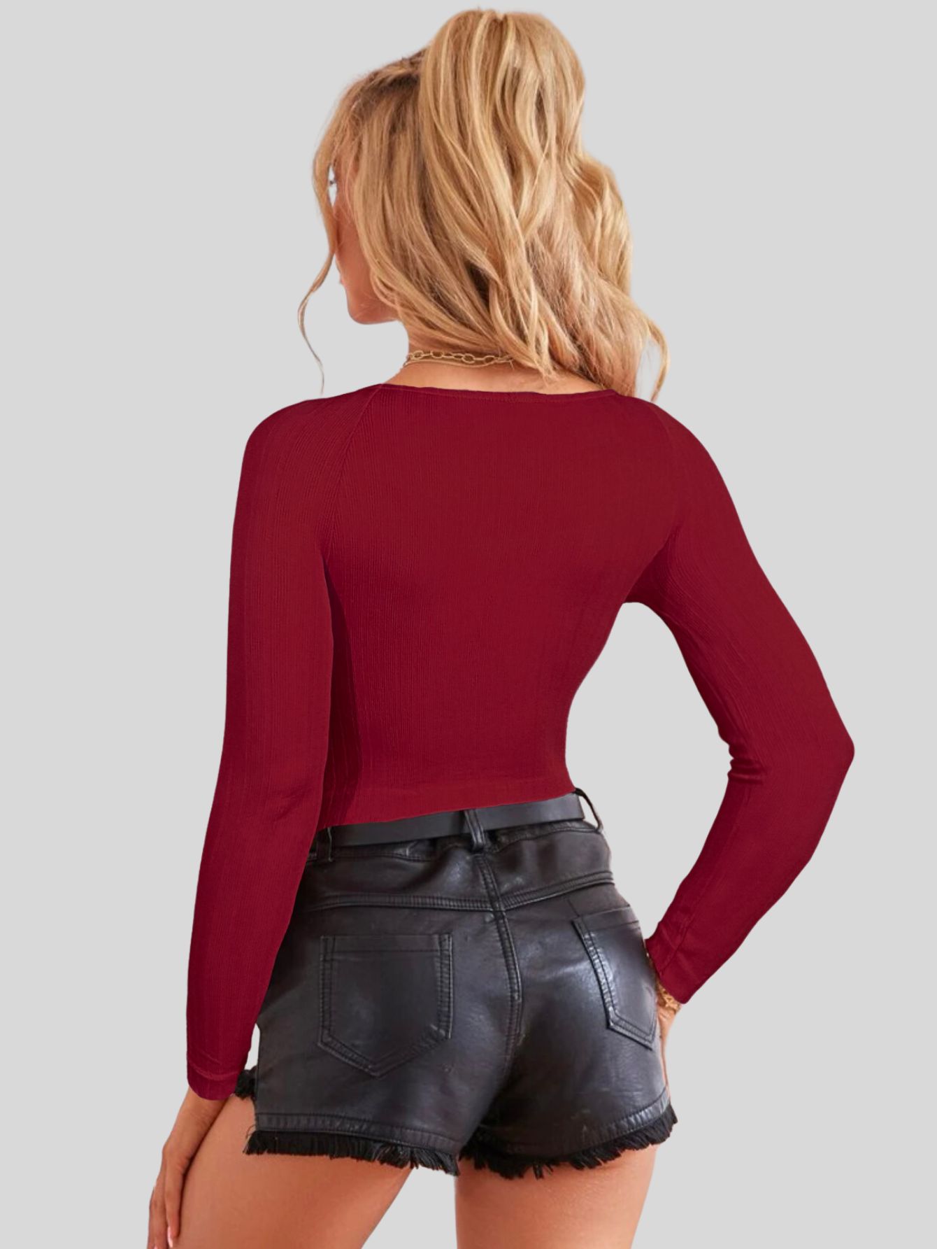 Foto 4 | Set De Dos Blusas  Crop Top De Manga Larga Para Mujer Crop-05 Colores Variados Moda Canalé